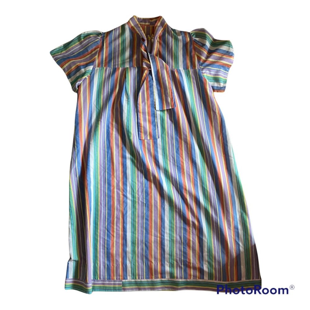 Vintage 70s 80s House Dress, Multicolor, Handmade